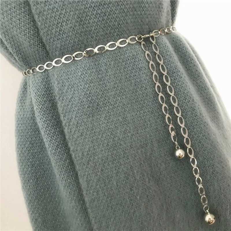 Metal hook adjustment waist chain womens fashion versatile decorative dress personalized chain Korean version waist thin belt L250926