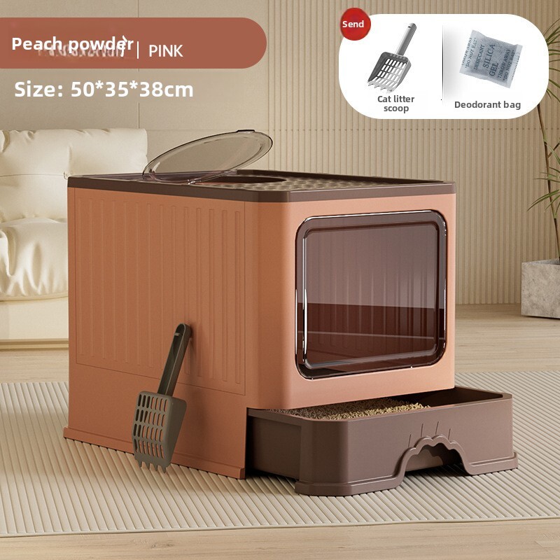 Fully Enclosed Extra Large Drawer Type Top Entry Anti-Odor Anti-Splash Litter Box Cat Toilet for Cats