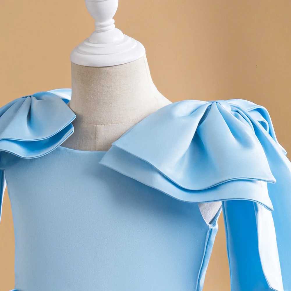 Elegant Pink Bow Girls Party Princess Dress Formal Wedding Bridesmaid Birthday Prom Dresess for Girl Gala Christmas Kids Clothes Z250926