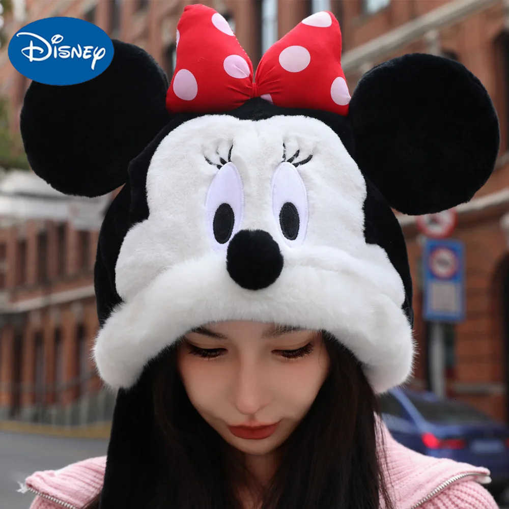 Disney Kawaii Winter Warm Plush Hat Minnie Mickey Mouse Figure Soft Cap For Adults Christmas Gifts H250926
