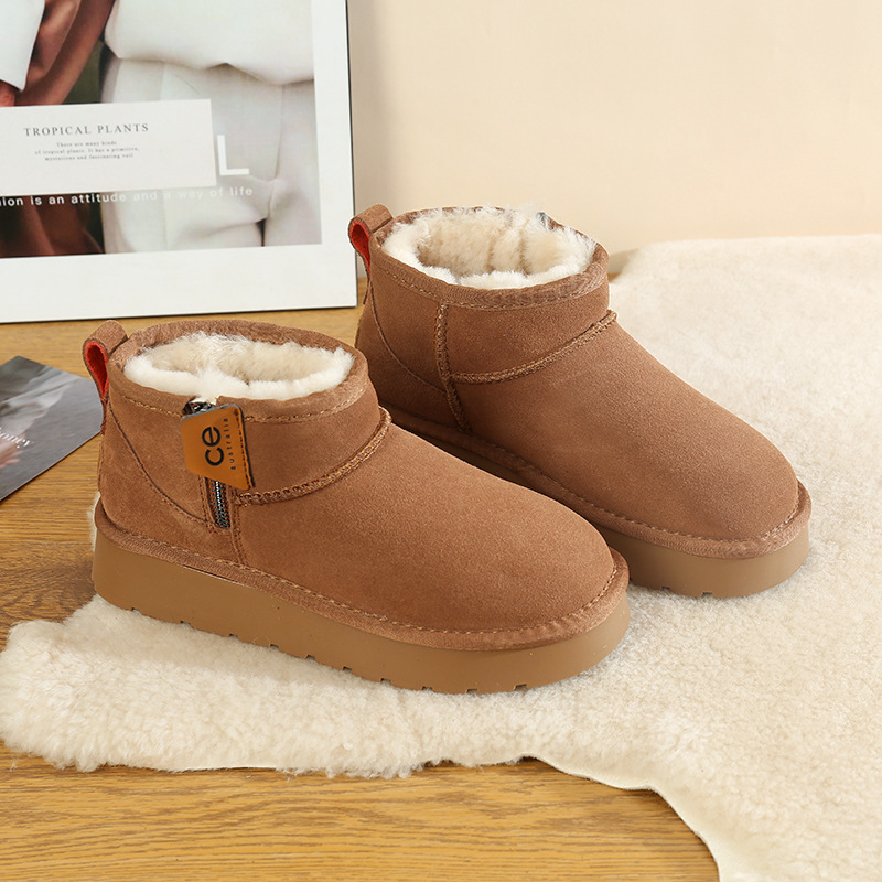 CE designer shoes Free shipping oxhide affordable luxury Winter anti slip snow boots with thick plush cotton shoes High structural rigidity