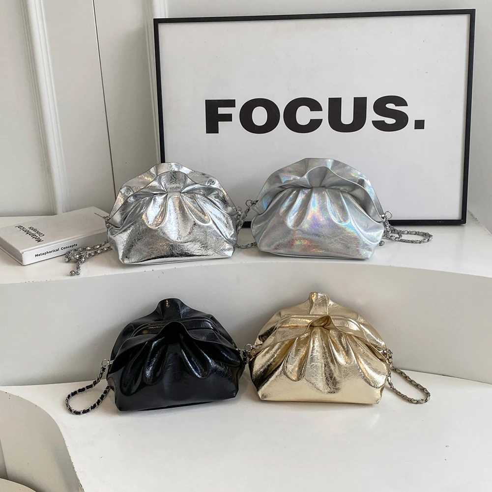 Women PU Leather Clutch Purse Ruched Evening Bag with Detachable Chain Shoulder Bag Dressy Wedding Prom Party Purse Z250926