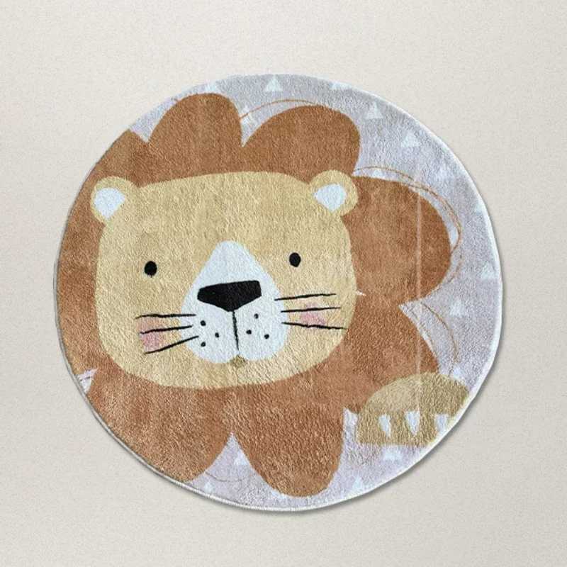 Living Room Carpet Round Cartoon Cute Lion Carpets Bedroom Rug Floor Mat Soft Fluffy Kids Plush Rug Home Decoration Gamer Mat C250926