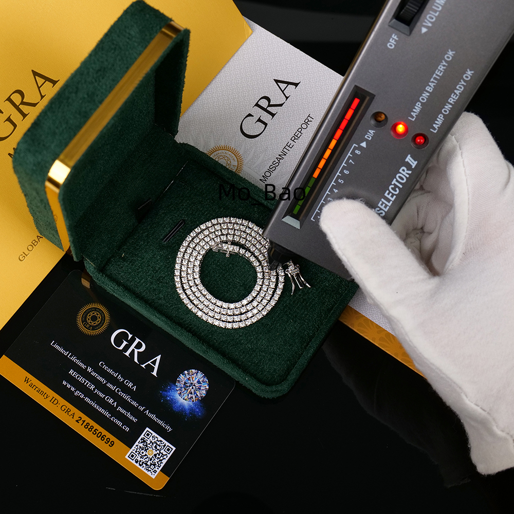 Stocks Fine Jewelry Moissanite Tennis Necklace 925 Silver Round Shape 2mm Tennis Chain Hip Hop Fashion Jewelry for Gift