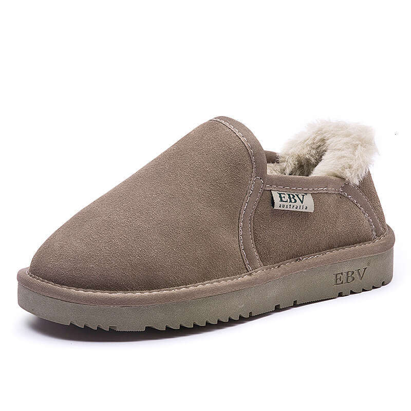 Genuine Leather for Women Short Boots Loafers Snow Cotton Shoes 2024 New Slip-On Thick Sole