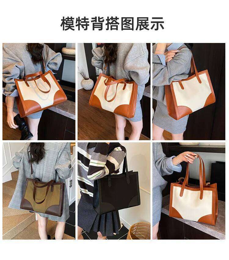 Luxury bag New Autumn and Winter Large capacity Women s Contrasting Color Messenger Casual Commuter Portable Tote Bag