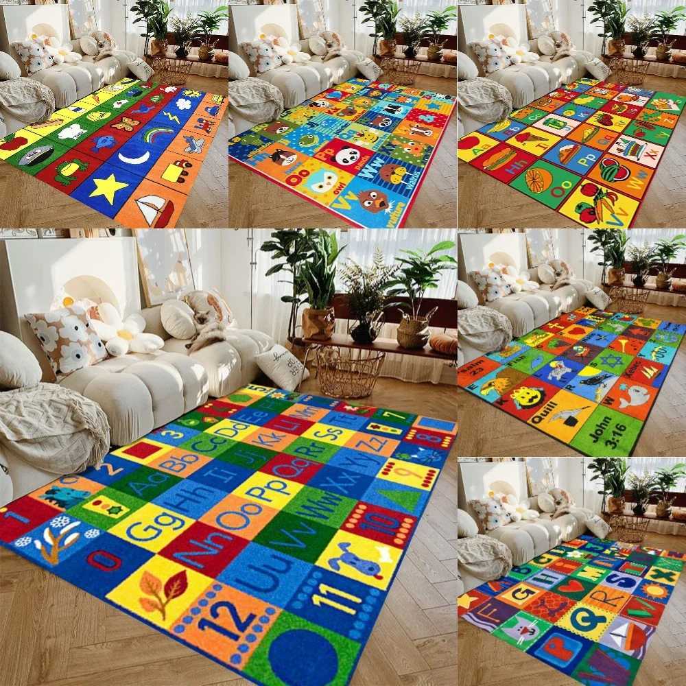 Fun Animal Fruit Number Pattern NonSlip Play Mat Educational Rug for Kids Bedroom Nursery Living Room Learning Zone Floor Carpet Y250926