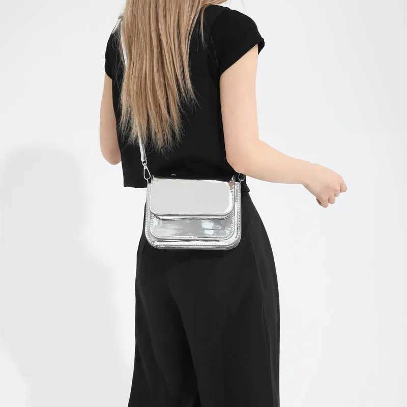 Mini Cute Shoulder Bags for Women 2024 Korean Fashion Trend Design Patent Leather Handbags and Purses Y2K Silver Crossbody Bag Z250926