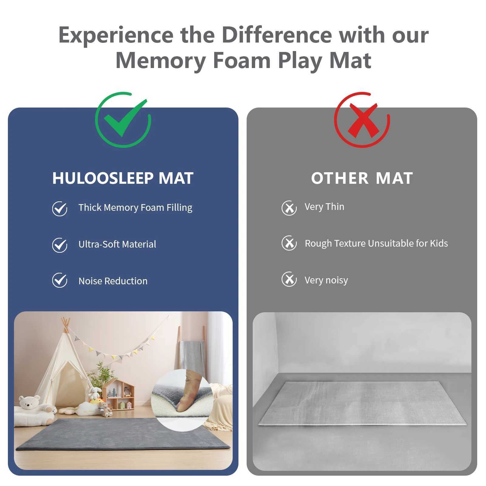 Gray Memory Foam Baby Play Mat for Playpen Thick Large Crawling Mat for Floor Soft Velvet NonSlip for Kids Playroom Mat Rug C250926