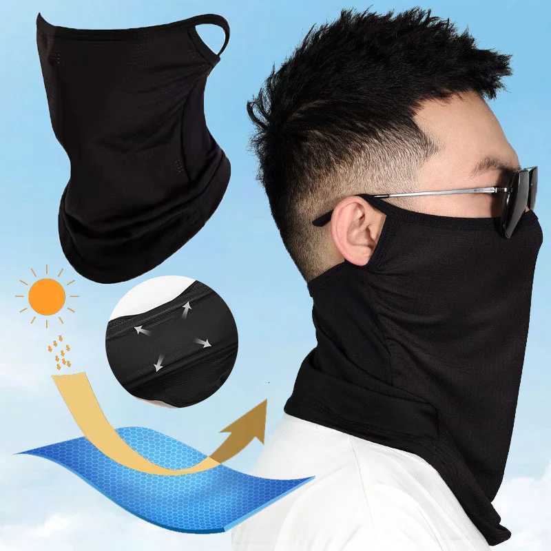 Outdoor Cycling Bandana Mesh Face Cover Half Mask HangEar Ice Silk Neck Gaiter Cool Tube Scarf Sport Running Hiking Z250926