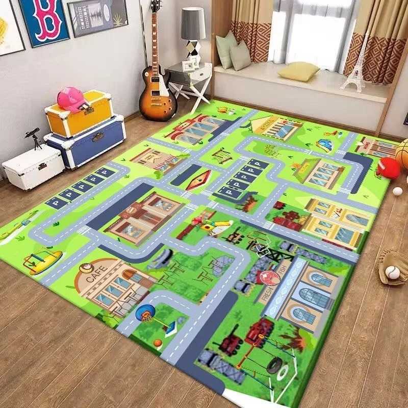 Traffic Road Parking Lot Child s Game Cartoon Carpet Game Room Living Room Sofa Bedroom Study Entrance Mat Nonslip Kid Rug C2509261