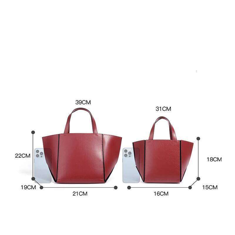 Women's Genuine Leather Commuter Tote 2In1 Large Capacity Bucket Mother Shopping Foldable Wings Bag suotong2509