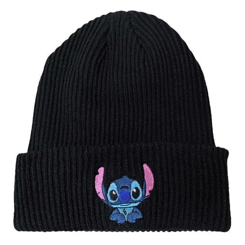 Disney Anime Stitch Knitted Hat Kawaii Lilo Stitch Embroidered Cute Warm Hat Cartoon Children Autumn Winter Hat Gifts H250926