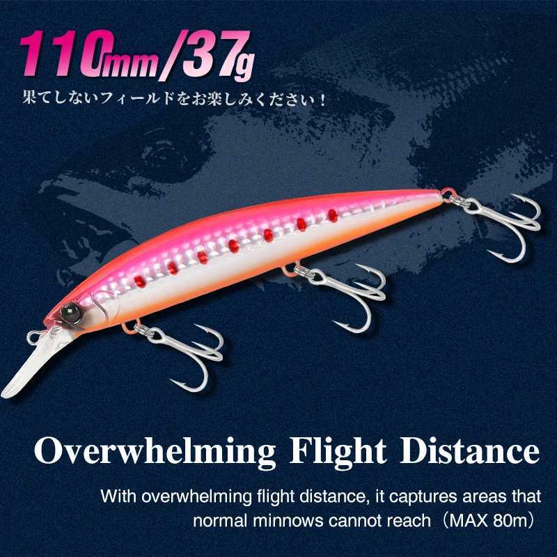 TSURINOYA 110mm 37g Heavy Weight Sea Fishing Lure Max 80m Ultra Long Casting Sinking Minnow WIZARD 110S Artificial Hard Baits W250926