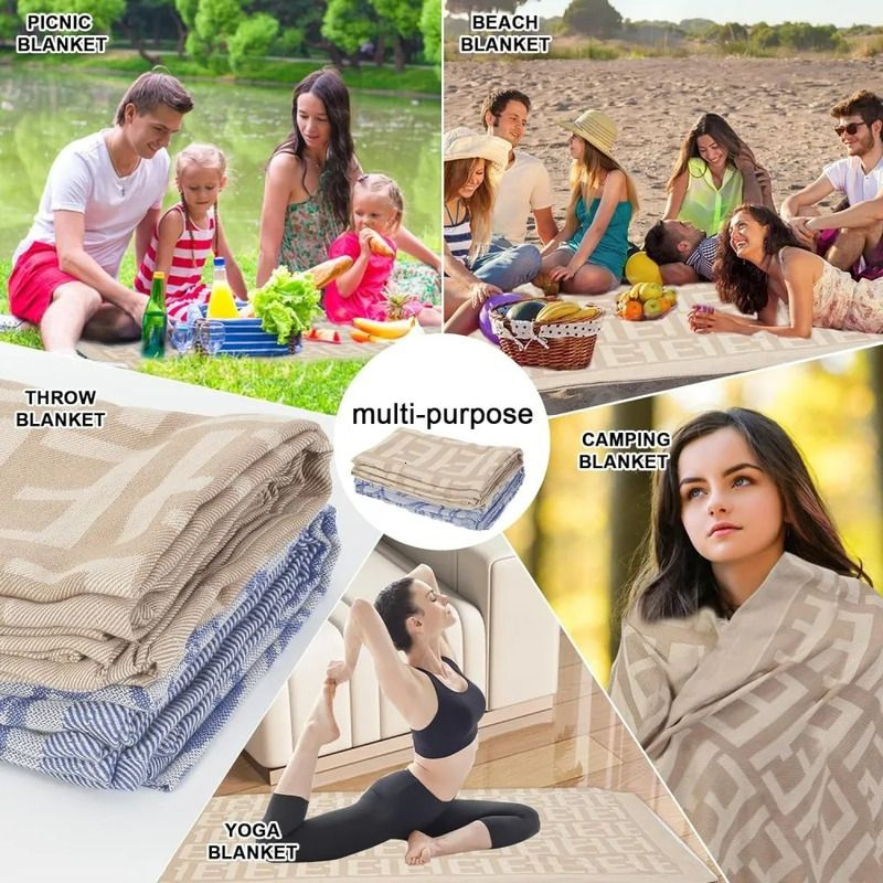 Woven Blankets Soft Cozy Lightweight Throw Blanket for Couch Bed Chairs Camping Airplane Travel