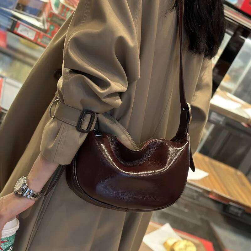 Leather Armpit Dumpling Vintage Commuter Cowhide Shoulder Crossbody Bag Women's Saddle Purses And Handbags suotong2509