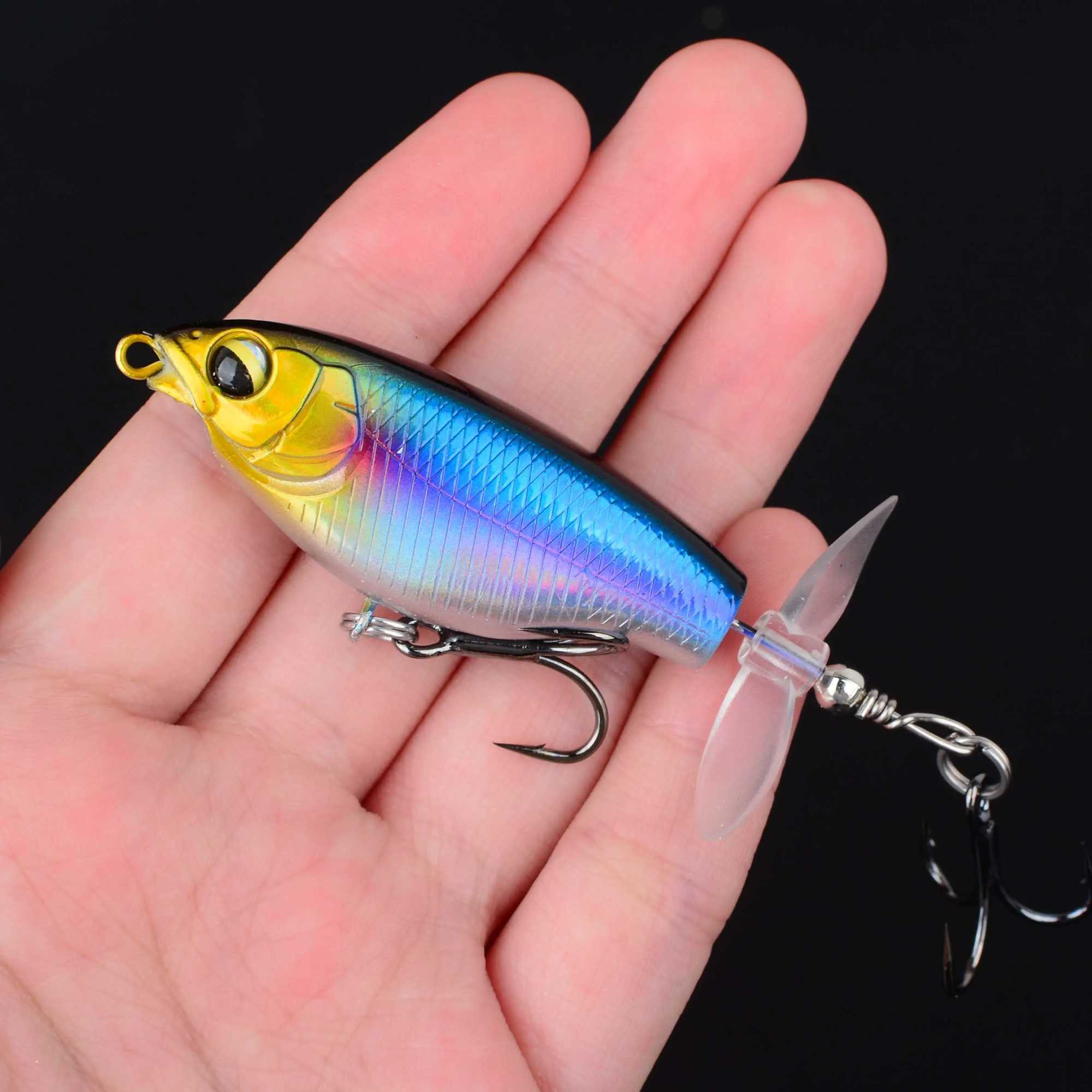 5Pcs Quality Whopper Plopper Wobbrs Topwater Popper Fishing Lure Hard Bait Rotating Tail Fishing Tack W250926