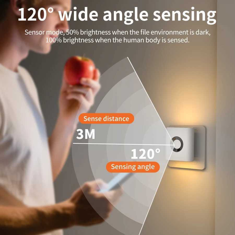 Wireless LED Night Light Motion Sensor EU Plugin Wall Lamps for Bedroom Staircase Toilet Corridor Bathroom Decoration Lighting C250925