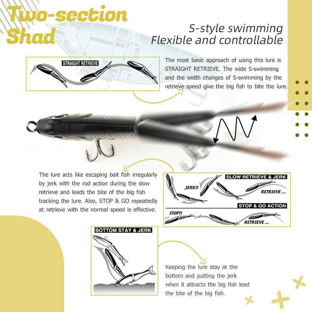 12cm175g Glide Fishing Bait Smooth Textured Body Vivid Realistic Fiber Tail Custom Color Glide Bait Crankbait W250926