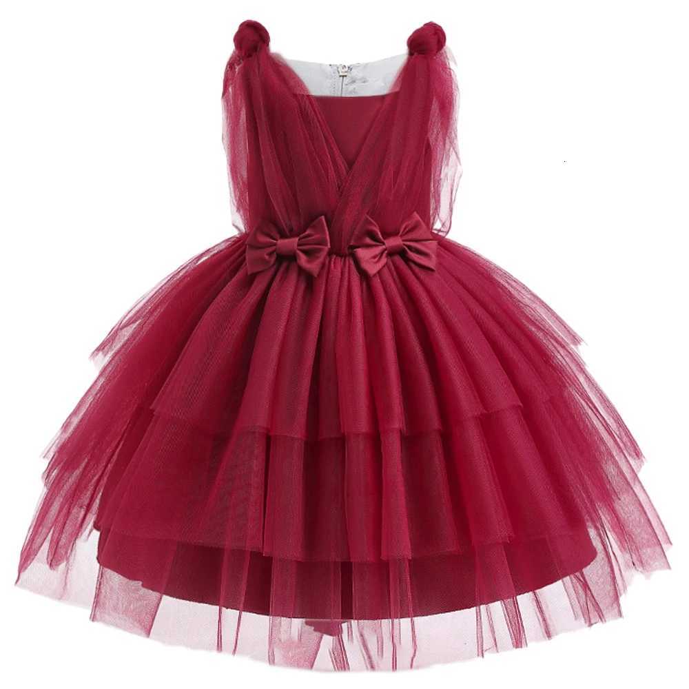 Bow Bridesmaid Girls Christmas Dress Tulle Birthday Party Wedding Kids Dress for Girls New Years Princess Costume Xmas Prom Gown Z250926
