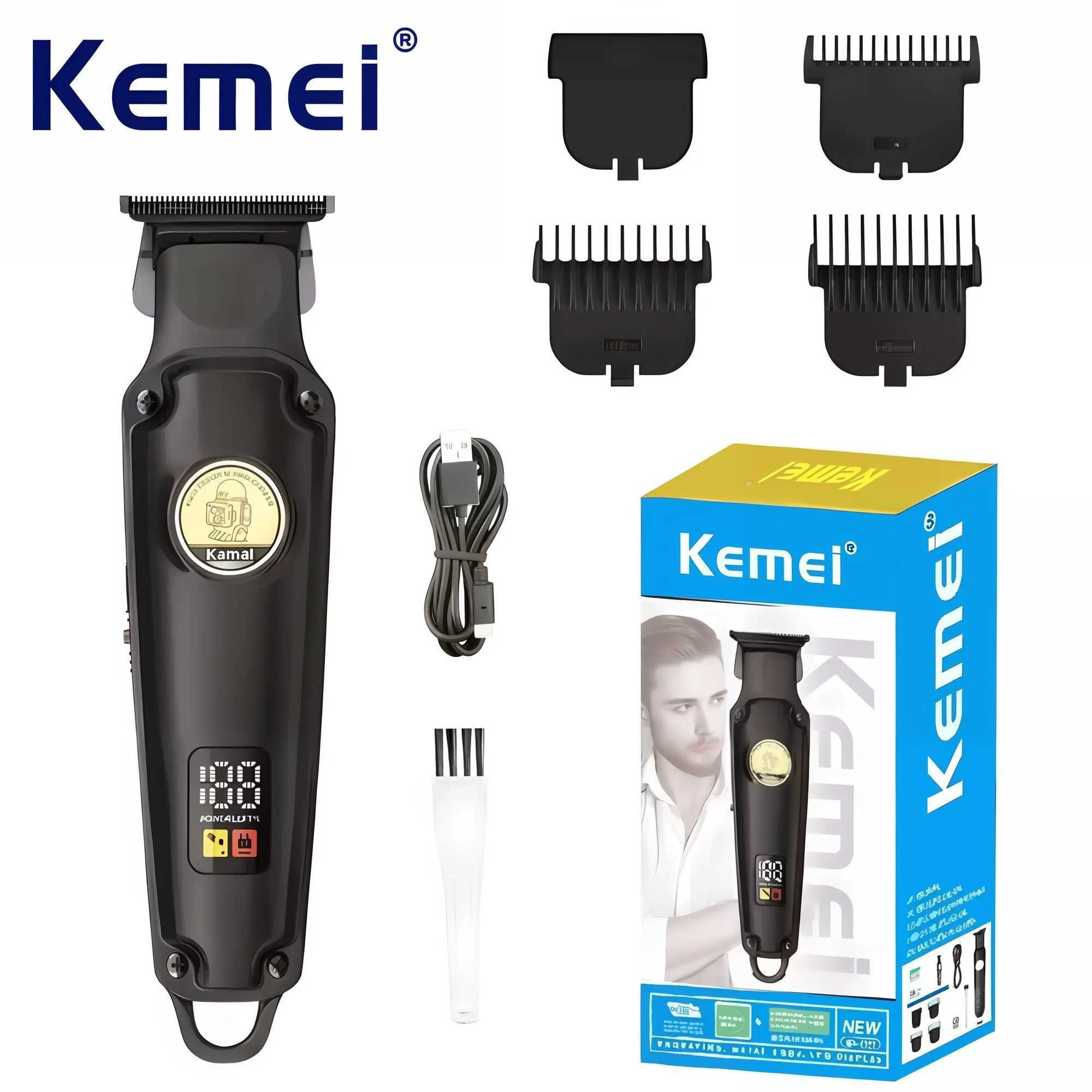 Kemei KM2371 Mens Home Electric Hair Trimmer LCD Display Adjustable Body Hook for Easy Storage Kemei Hair Clippers Men R250926