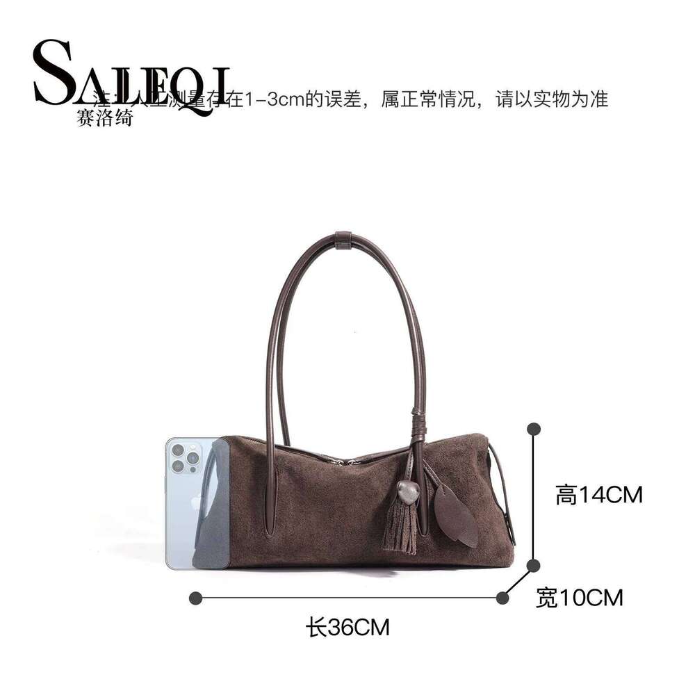 Autumn Winter Genuinw Grade In New Hag Designer Bowling Tote Suede Cow Leather Women's Armpit Shoulder Crossbody Bag
