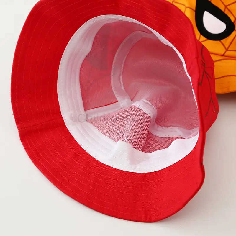 Disney Children Bucket Hat Cartoon Spider Printed Embroidered Fishermans Hats for Boys Outdoor Sunscreen Visor Hat Babys Gifts H250926