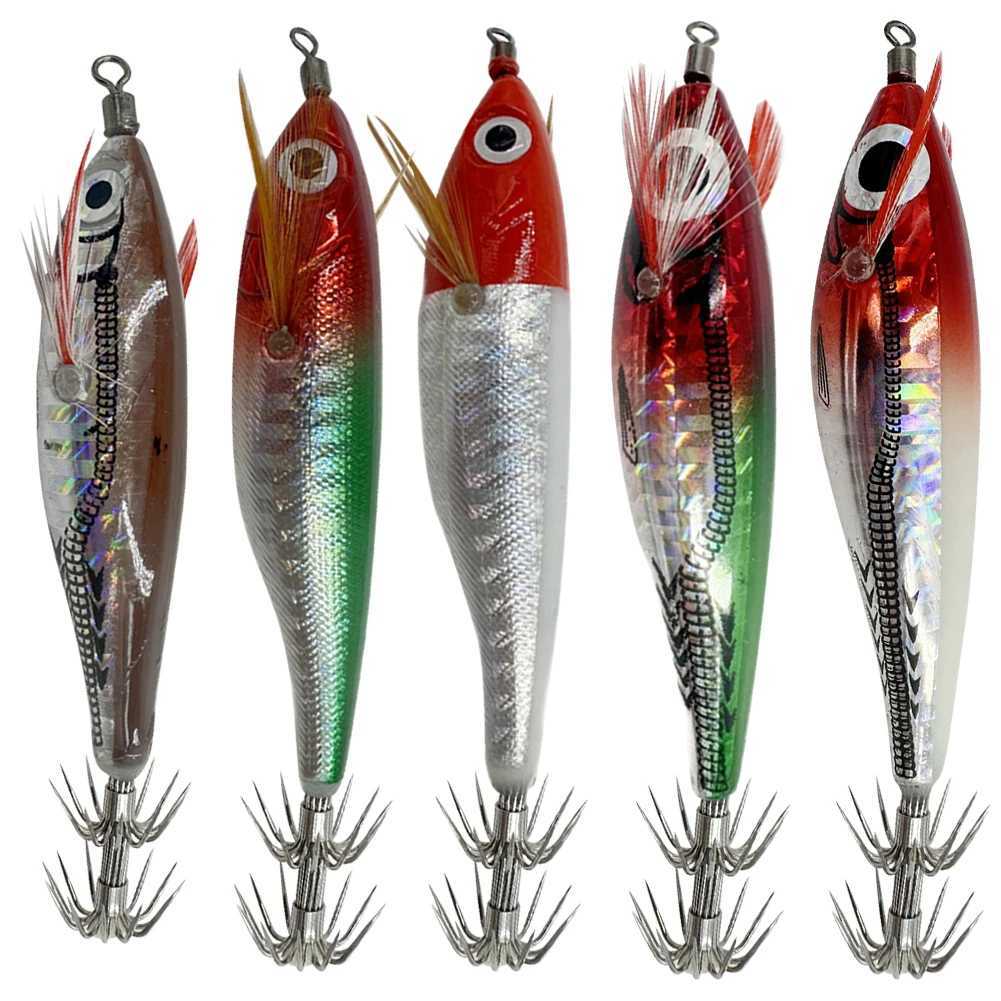 Laser Horizontal Shrimp Squid Hook Webfoot Octopus Egi Artificial Fishing Lure Shrimp Bait Wood Shrimp Bait Sturdy Squid Hook W250926