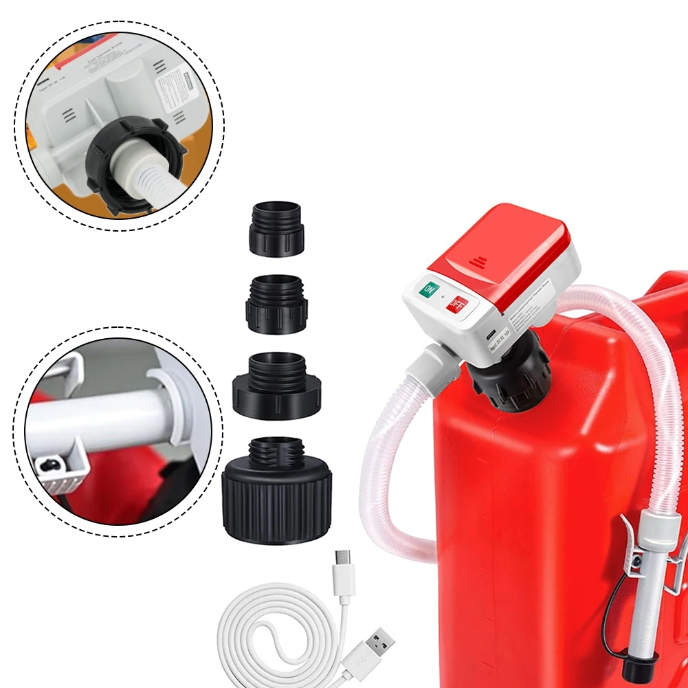 Electric Fuel Transfer Pump With Auto-stop Sensor Leak Protection For Oil Fuel 39Inch-51Inch Hose Diesel Oil Pump 4 Adapters For Oil, Battery Or USB P