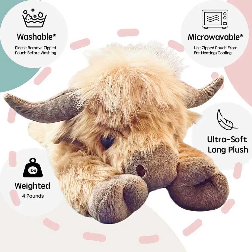 35cm Simulation Lying Highland Cow Plush Animal Doll Soft Stuffed Lying Highland Cow Plush Toy Kawaii Kids Xmas Gifts Home Decor J250926
