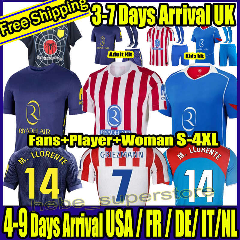 S-4XL 25 26 J.AAREZ Soccer Jerseys SORLOTH GRIEZMANN CORREA GIULIANO palyer Version Football Shis M.LLORENTE Men Uniforms Kids Kit Retro 94 95 96 04 05 kids kit