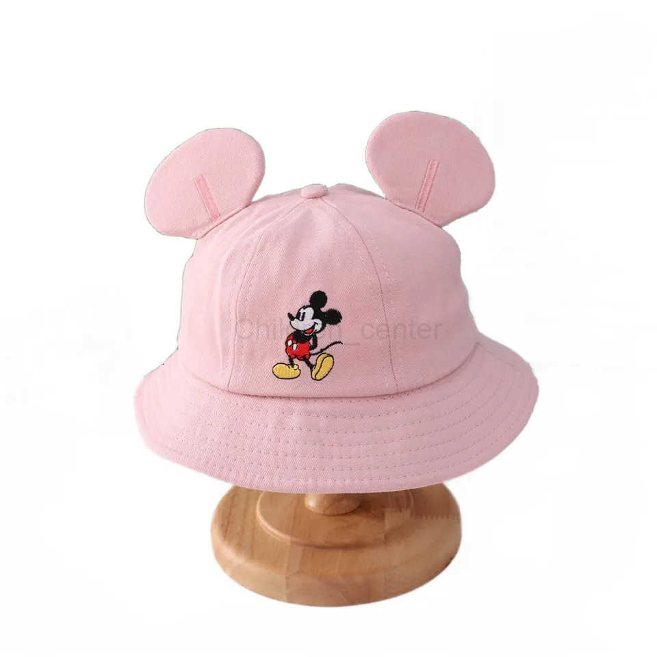 Disney Cartoon Bucket Hat Spring Summer Animal Embroidery Panama Fisherman Cap Baby Boys Girls Sun Hats Kids Outdoor Caps H250926