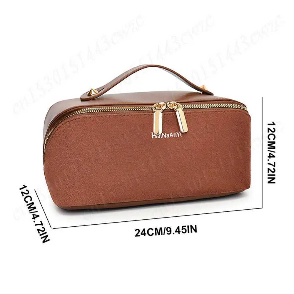 Women Suede Makeup Bag Cosmetic Bag Large Capacity Waterproof Makeup Pouch Dual Zipper Makeup Organizer Bag Makeup Storage Bag J250926