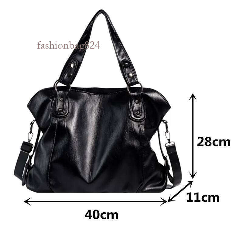 Big Black Shoulder Bags for Women Large Hobo Shopper Solid Color Quality Soft Leather Crossbody Handbag Lady Travel Tote Bag