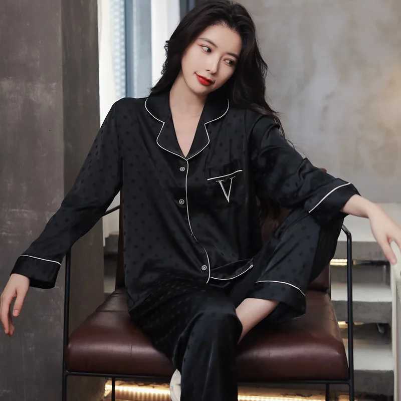 Jacquard Dot Women Sleepwear 2 Pieces Pajamas Set Satin Nightwear Casual Lounge Wear Autumn New Nightgown Pyjamas Homewear Z250925