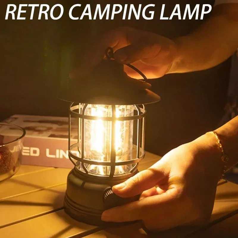 Rechargeable Camping Lantern Stepless Dimming COB Portable Waterproof for Hiking Fishing Emergency Home Power Outages Indoor Out C250925