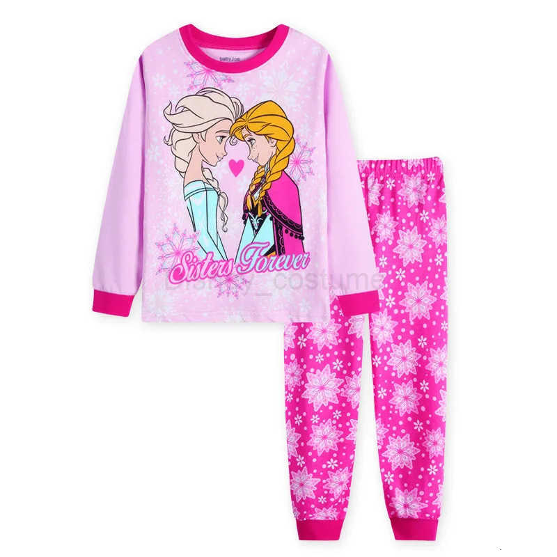 Disney New Kids Pajama Set Cotton Soft Elsa nightwear Anna Print Loungewear Long Sleeve Pjs Sleepwear for Toddler Boys Girls nighty H250926