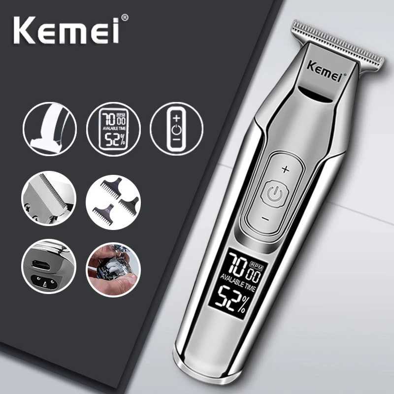 Kemei 5027 Barber Hair Trimmer Zero Gapped Cordless Edge Hair Clipper Closecutting Machine for Lining Dry Shaving LCD Display R250926