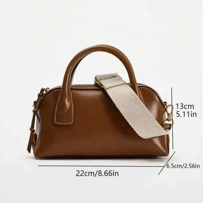 Wide Strap Women's Vintage Crossbody Bag, Summer Tote Ladies Handbags, Small Boston Bags For Female