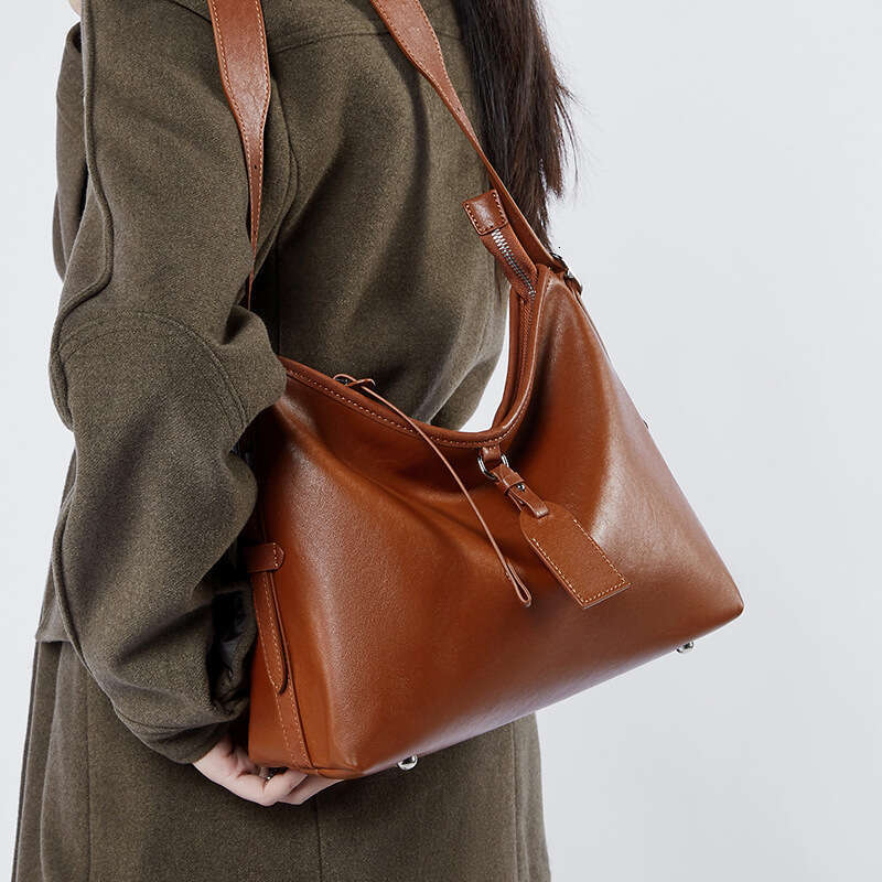 Luxury bag Genuine Women s Lazy Style Top Layer Vegetable Tanned Leather Tote Large Capacity Shoulder Simple Versatile Crossbody Bag