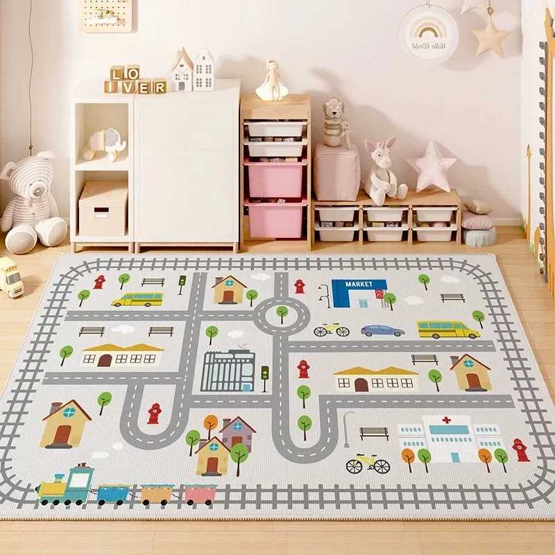 Childrens Room Play Area Carpet Living Room Bedroom Childrens Car track Digital puzzle game mat Baby play crawl mat C250926
