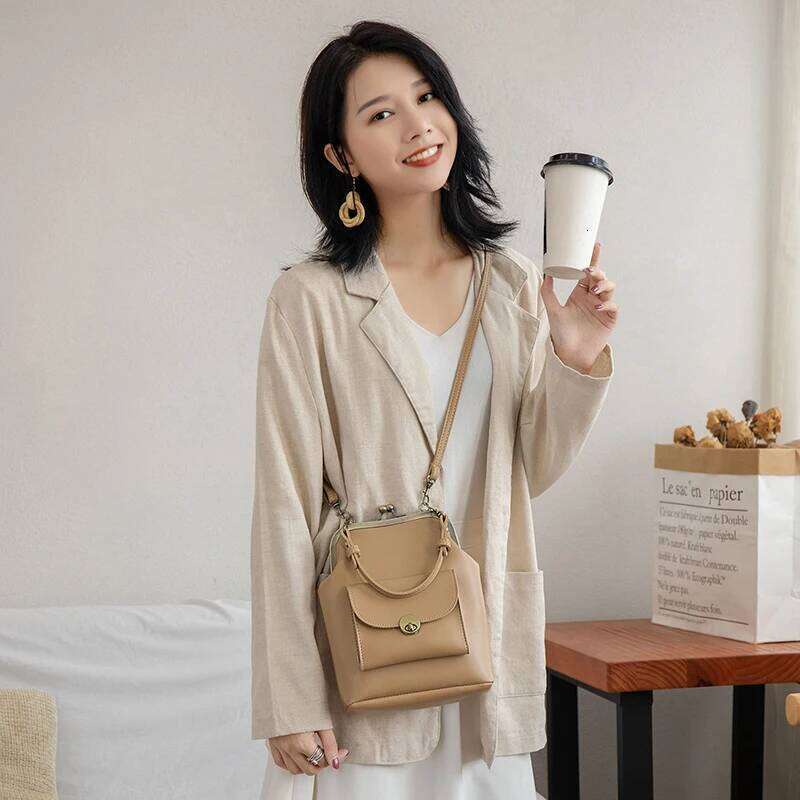 Women Handbags Retro Kiss Lock Shoulder PU Brand Design Lady Vintage Leather Messenger Bag Female Clip Bags