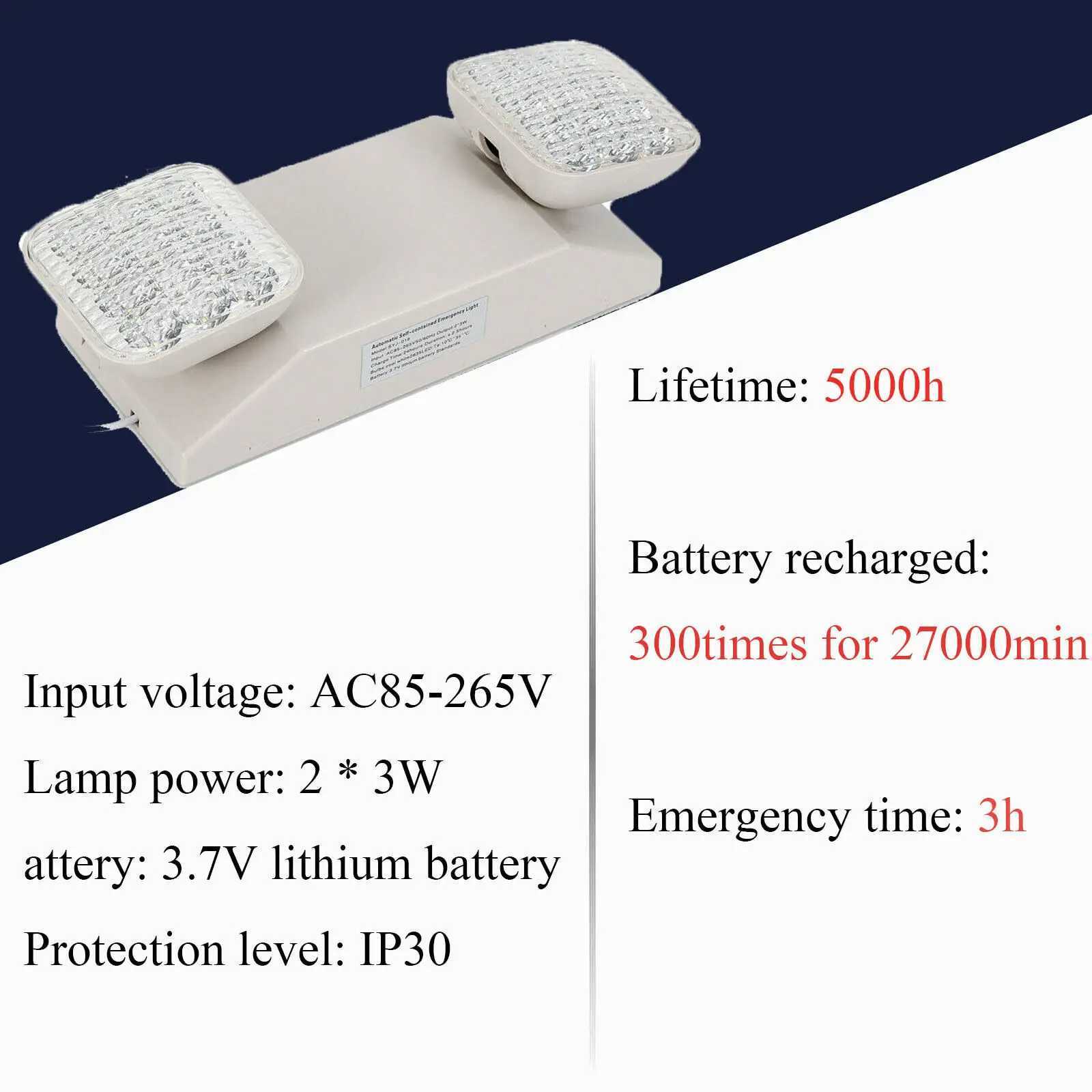 6Pack LED Emergency Exit Light Adjustable 2 Head With Battery Backup 924NEW C250925