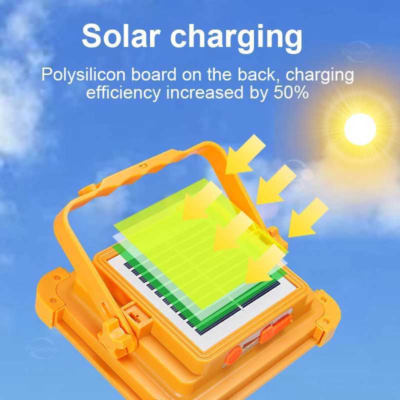 10000000LM Solar Portable LED Lamp Bright Rechargeable Multifunction Waterproof Camping Lamps Outdoor Emergency Portable Lantern C250925