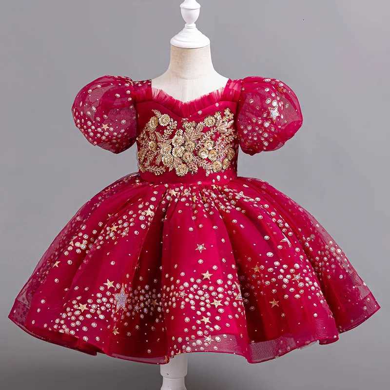 Fashion Girls Sequin Dress Short Sleeve Lace Fashion Flower Girl Dresses for Weddings Summer Girl Evening Gown 312 Years Z250926