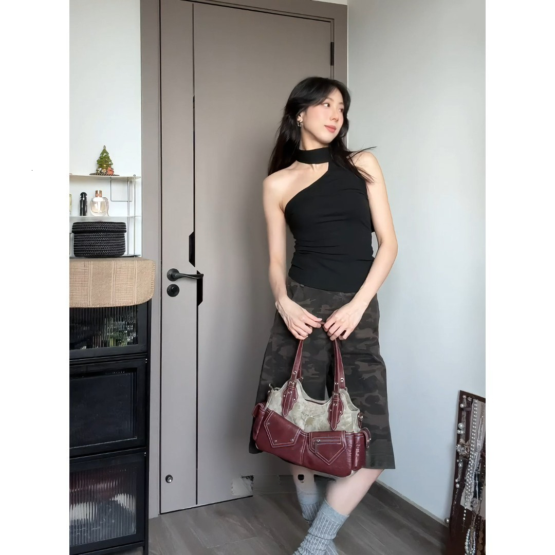 2025 autumn and winter new retro color blocked light bag luxury elegant design denim armpit clean handbag women's shoulder bag denim designer Bag