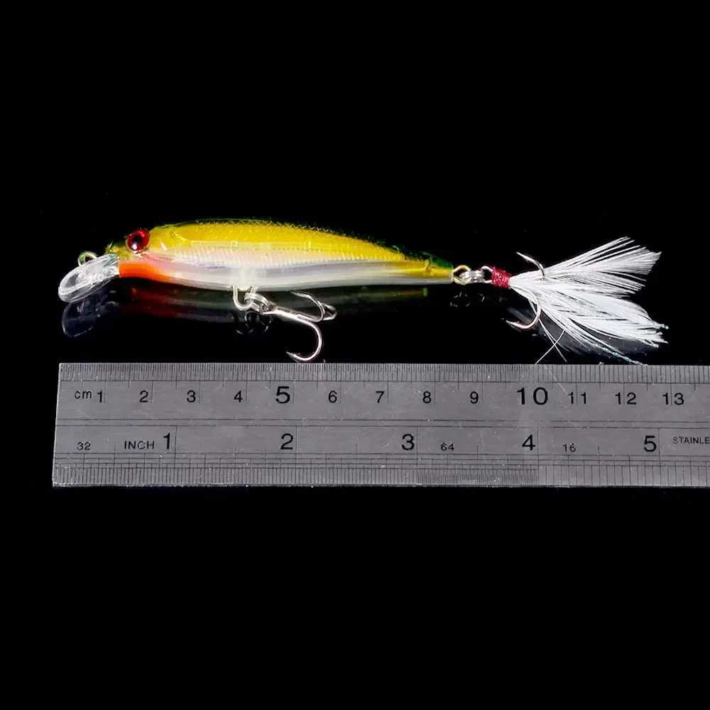 Laser Minnow Fishing Lure 105Pcs Artificial Bionic 9cm7g Swing Hard Bait with Feather Tack Hook Wobbr Pesca for Bass Pike W250926