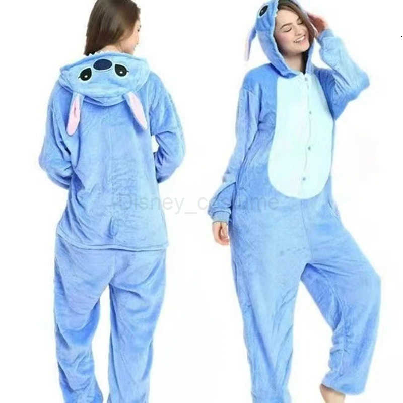 Disney Baby Boy Girl Cartoon Stitch Print Onesie Pajamas Autumn Winter Adult Kid Cosplay Hooded Pijama Family Matching Outfit Sleepwear H250926