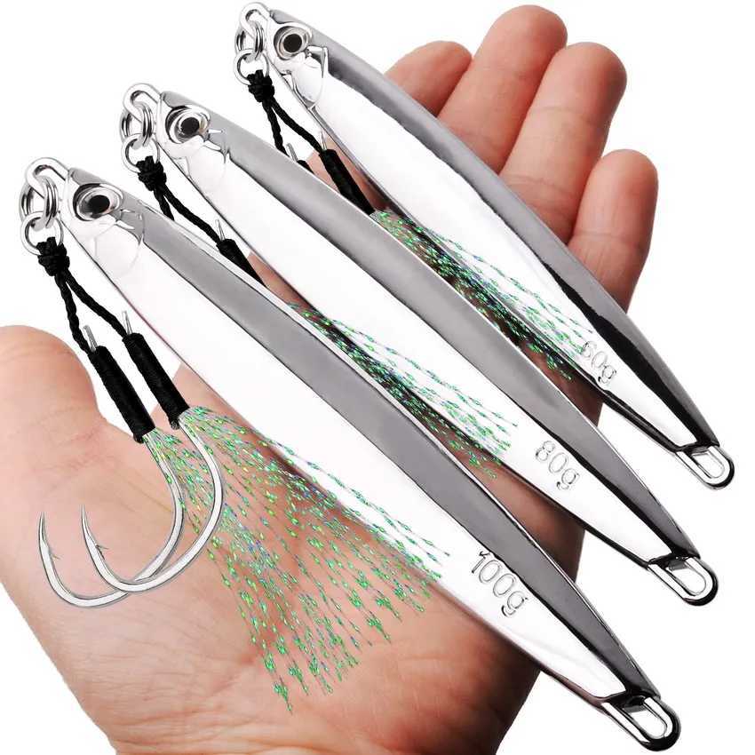 Metal Spoon Jig Fishing Lure 60g 80g 100g Long Cast Jigging Bait Lures Fishing Wobbr for Sea Bass Big Game Sinking Lures W250926