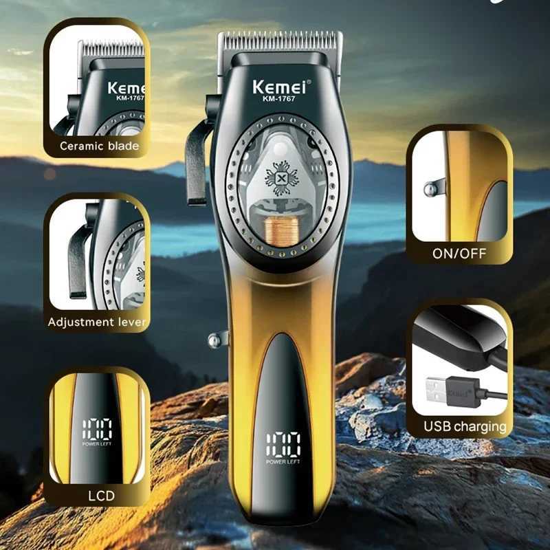 Kemei Hair Clipper Professional Trimmer USB Rechargeable High Quality Barber Hair Cutting Electric Haircut Machine R250926